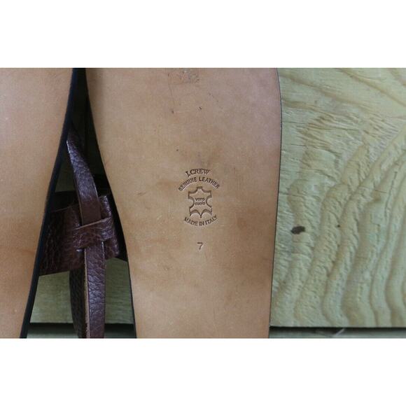 J. crew Sandals 7 Womens Brown Leather Upper and Sole Buckle Arch Support Italy - Picture 7 of 8
